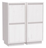 VidaXL Dressoirs 2 st 31,5x34x75 cm massief grenenhout wit