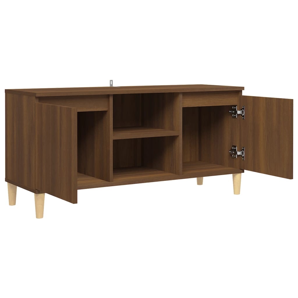 VidaXL Tv-meubel met houten poten 103,5x35x50 cm bruin eikenkleur