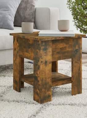 VidaXL Salontafel 40x40x42 cm bewerkt hout gerookt eikenkleurig