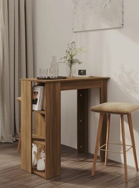 VidaXL Bartafel met schap 102x50x103,5 cm bewerkt hout bruin eiken