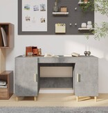 VidaXL Bureau 140x50x75 cm bewerkt hout betongrijs