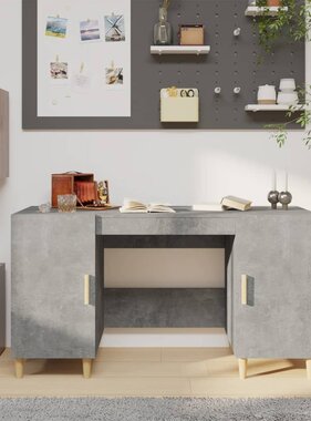VidaXL Bureau 140x50x75 cm bewerkt hout betongrijs