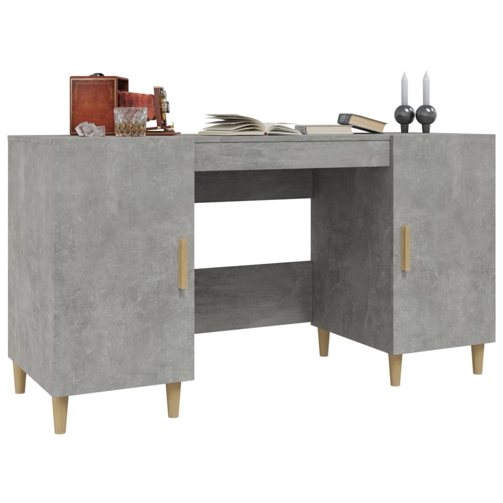VidaXL Bureau 140x50x75 cm bewerkt hout betongrijs