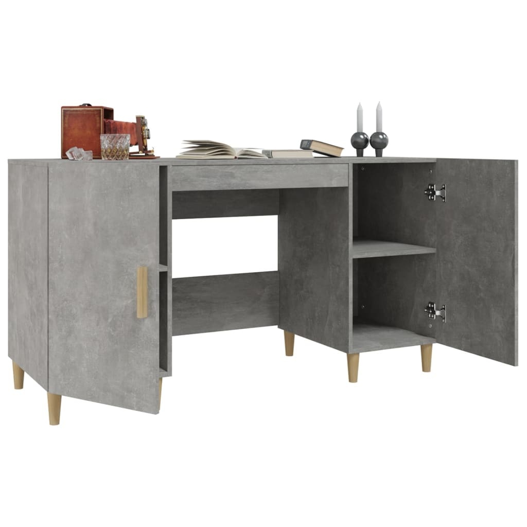 VidaXL Bureau 140x50x75 cm bewerkt hout betongrijs