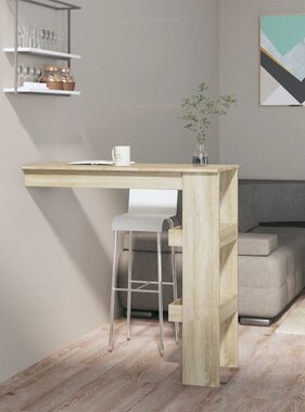 VidaXL Bartafel wandgemonteerd 102x45x103,5 cm bewerkt hout eikenkleur
