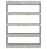 VidaXL Boekenkast/kamerscherm 100x30x135 cm betongrijs