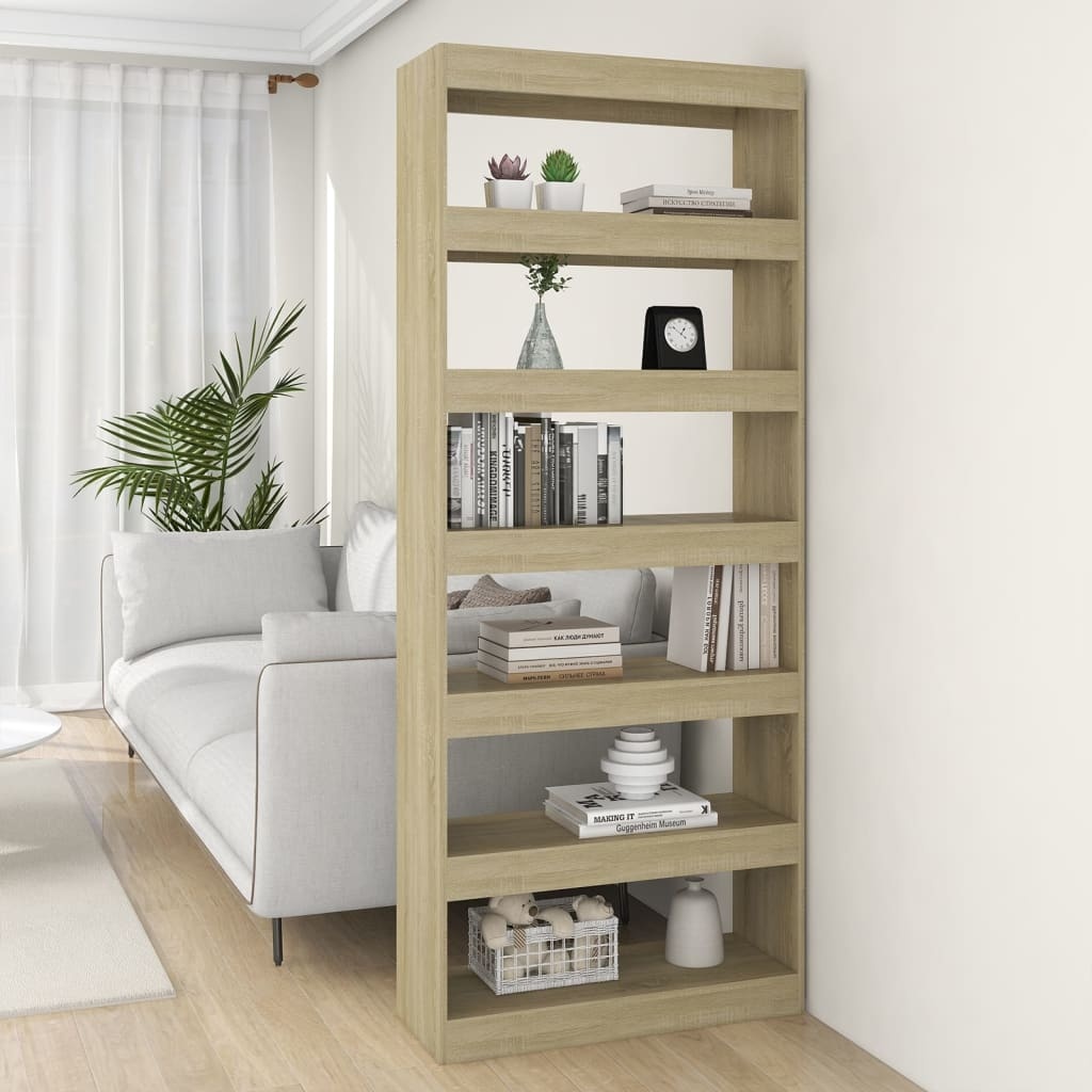 VidaXL Boekenkast/kamerscherm 80x30x198 cm bewerkt hout sonoma eiken