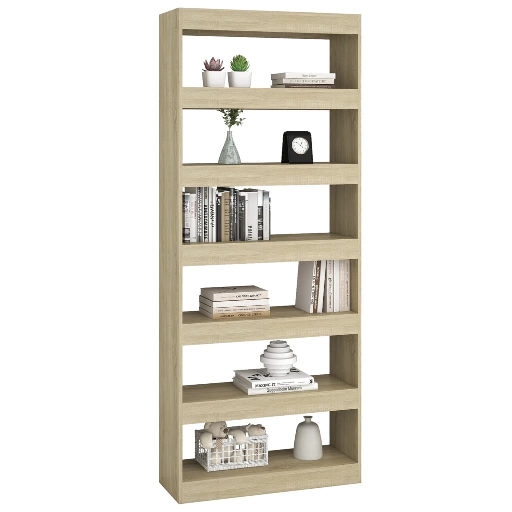 VidaXL Boekenkast/kamerscherm 80x30x198 cm bewerkt hout sonoma eiken