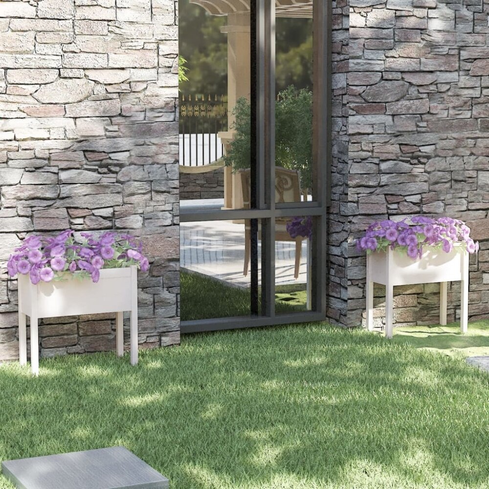 VidaXL Plantenbakken 2 st 70x31x70 cm massief grenenhout wit