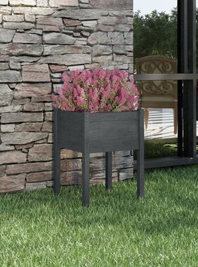 VidaXL Plantenbak 50x50x70 cm massief grenenhout grijs