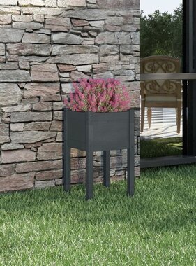 VidaXL Plantenbak 40x40x70 cm massief grenenhout grijs