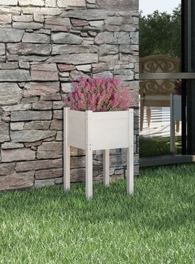 VidaXL Plantenbak 40x40x70 cm massief grenenhout wit