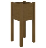 VidaXL Plantenbakken 2 st 31x31x70 cm massief grenenhout honingbruin