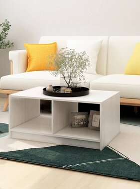 VidaXL Salontafel 75x50x33,5 cm massief grenenhout wit