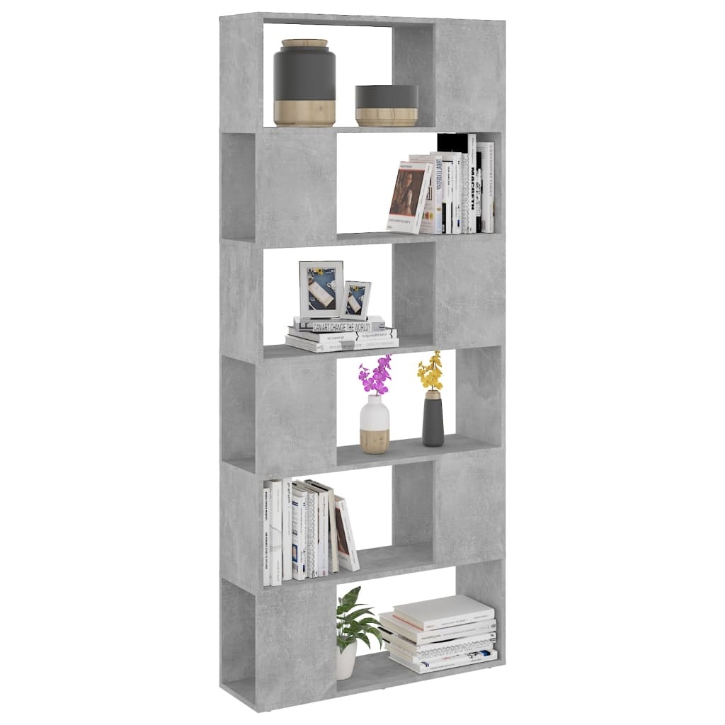VidaXL Boekenkast/kamerscherm 80x24x186 cm bewerkt hout betongrijs