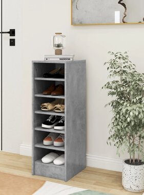 VidaXL Schoenenkast 31,5x35x90 cm bewerkt hout betongrijs