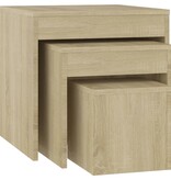 VidaXL 3-delige Tafeltjesset bewerkt hout sonoma eikenkleurig