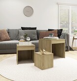 VidaXL 3-delige Tafeltjesset bewerkt hout sonoma eikenkleurig