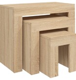 VidaXL 3-delige Tafeltjesset bewerkt hout sonoma eikenkleurig