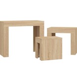 VidaXL 3-delige Tafeltjesset bewerkt hout sonoma eikenkleurig