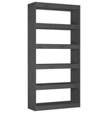 VidaXL Boekenkast/kamerscherm 80x30x167,4 cm massief grenenhout grijs