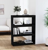 VidaXL Boekenkast/kamerscherm 80x30x103,5 cm massief grenenhout zwart