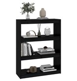 VidaXL Boekenkast/kamerscherm 80x30x103,5 cm massief grenenhout zwart
