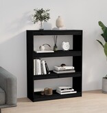 VidaXL Boekenkast/kamerscherm 80x30x103,5 cm massief grenenhout zwart