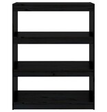 VidaXL Boekenkast/kamerscherm 80x30x103,5 cm massief grenenhout zwart