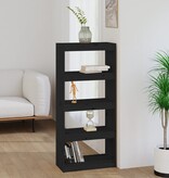 VidaXL Boekenkast/kamerscherm 60x30x135,5 cm massief grenenhout zwart