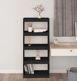 VidaXL Boekenkast/kamerscherm 60x30x135,5 cm massief grenenhout zwart