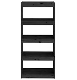 VidaXL Boekenkast/kamerscherm 60x30x135,5 cm massief grenenhout zwart
