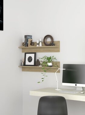 VidaXL Wandschappen 2 st 80x11,5x18cm bewerkt hout sonoma eikenkleurig