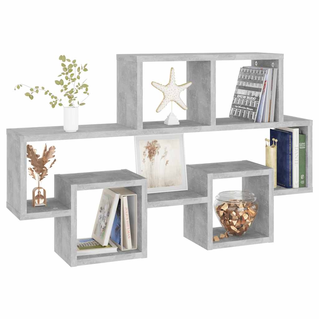 VidaXL Wandschap auto-vormig 82x15x51 cm bewerkt hout betongrijs