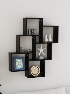 VidaXL Wandschap kubus 78x15x93 cm bewerkt hout zwart