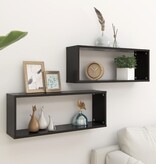 VidaXL Wandschappen kubus 2 st 60x15x23 cm bewerkt hout zwart