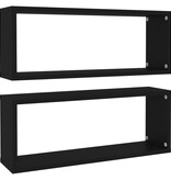 VidaXL Wandschappen kubus 2 st 60x15x23 cm bewerkt hout zwart