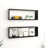 VidaXL Wandschappen kubus 2 st 80x15x26,5 cm bewerkt hout zwart