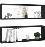 VidaXL Wandschappen kubus 2 st 80x15x26,5 cm bewerkt hout zwart