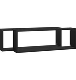 VidaXL Wandschappen kubus 2 st 80x15x26,5 cm bewerkt hout zwart