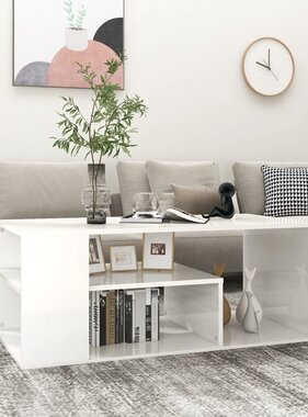 VidaXL Salontafel 100x50x40 cm bewerkt hout hoogglans wit