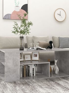 VidaXL Salontafel 100x50x40 cm bewerkt hout betongrijs