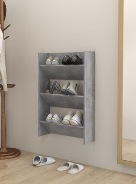 VidaXL Wandschoenenkast 60x18x90 cm spaanplaat betongrijs