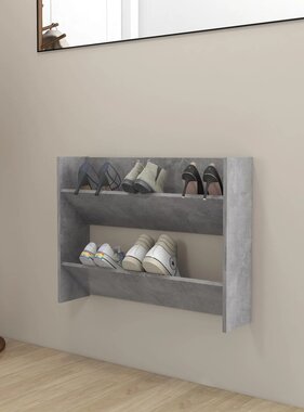 VidaXL Wandschoenenkast 80x18x60 cm bewerkt hout betongrijs
