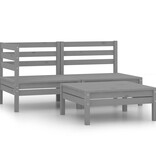 VidaXL 3-delige Loungeset massief grenenhout grijs
