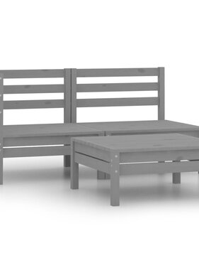 VidaXL 3-delige Loungeset massief grenenhout grijs