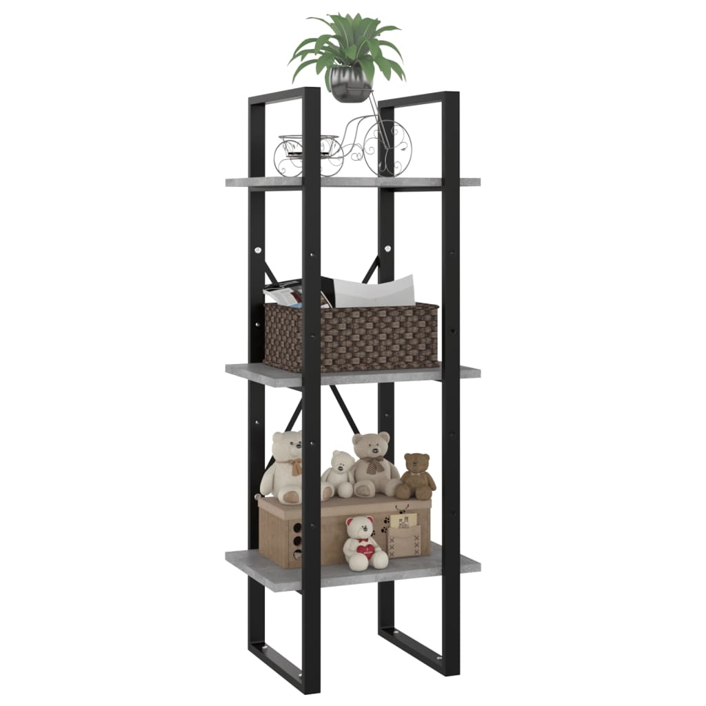 VidaXL Boekenkast met 3 schappen 40x30x105 cm bewerkt hout betongrijs