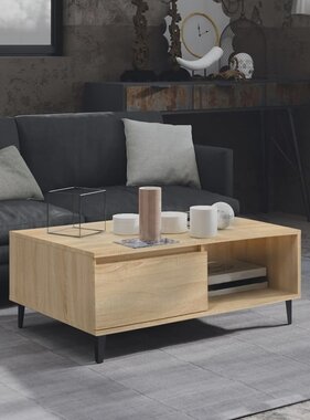 VidaXL Salontafel 90x60x35 cm bewerkt hout sonoma eikenkleurig