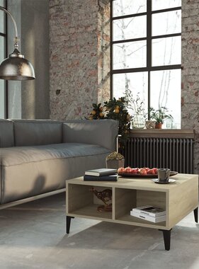 VidaXL Salontafel 60x60x30 cm bewerkt hout sonoma eikenkleurig