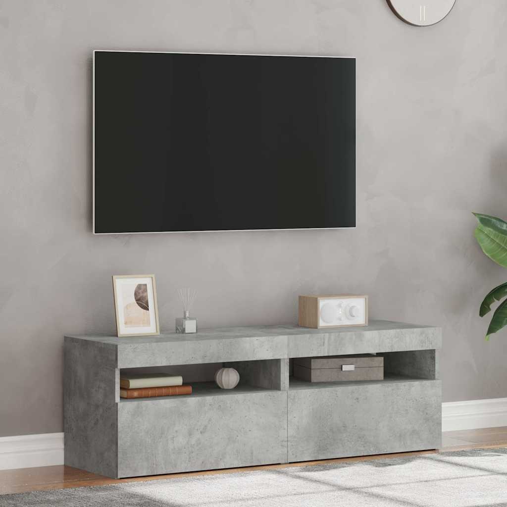 VidaXL Tv-meubelen 2 st met LED-verlichting 60x35x40 cm betongrijs
